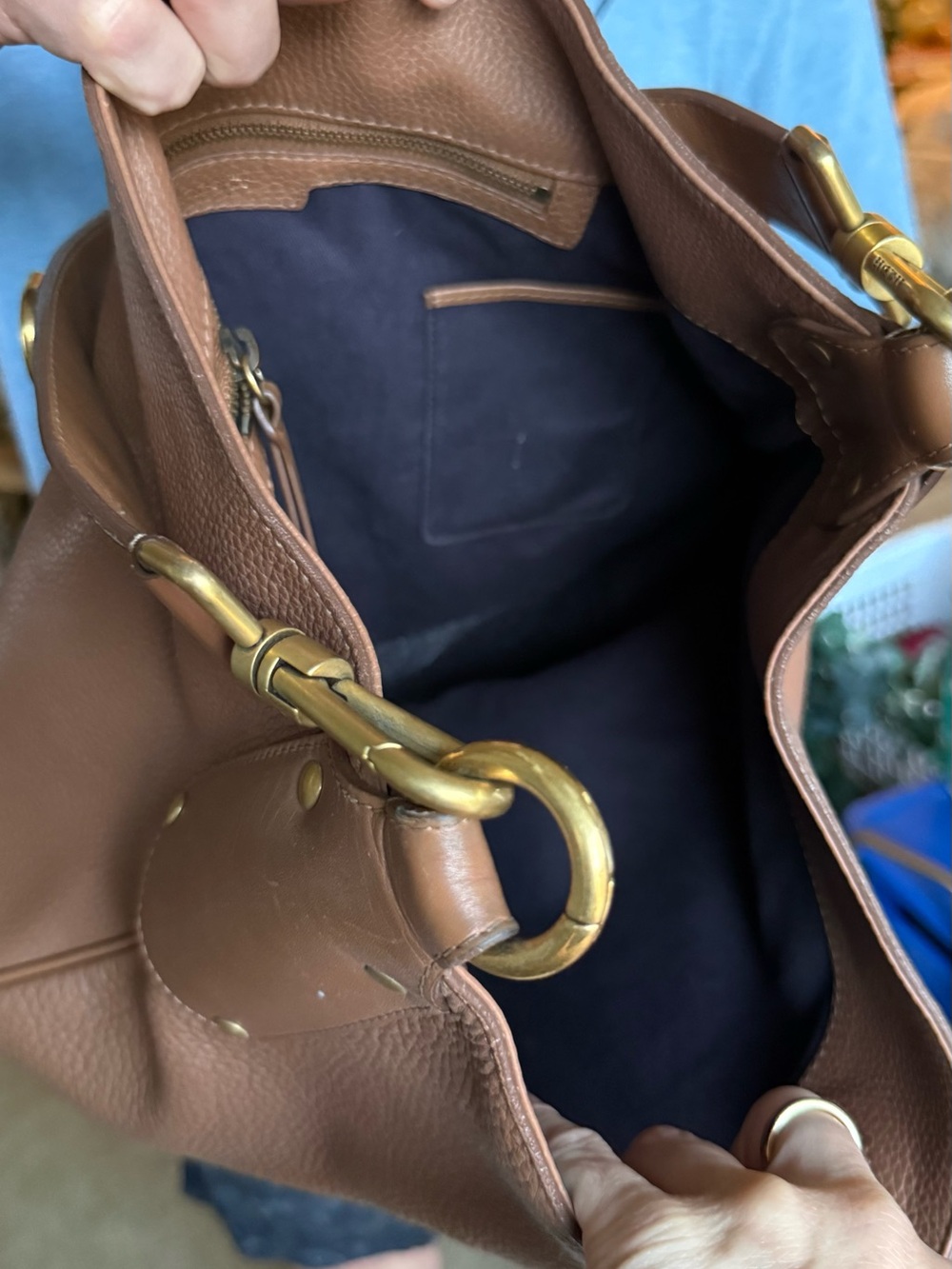 Belstaff Cognac Pebble Leather Shoulder Hobo with Gold Hardware - Picture 9 of 9